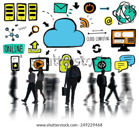 Businessman Cloud Computing Data Storage Office Worker Concept