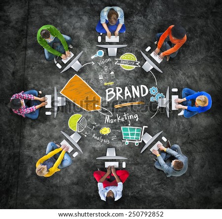 Diverse People Computer Network Marketing Brand Concept