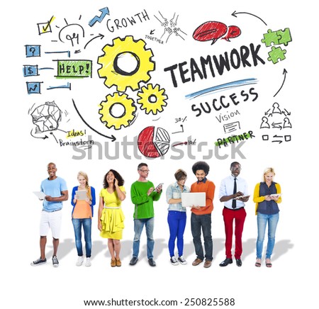 Teamwork Team Together Collaboration Diversity People Technology Concept
