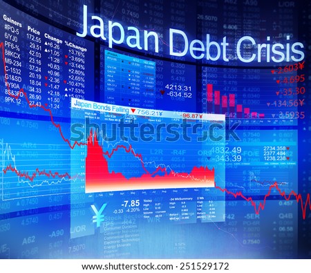 Japan Debt Crisis Economic Stock Market Banking Concept