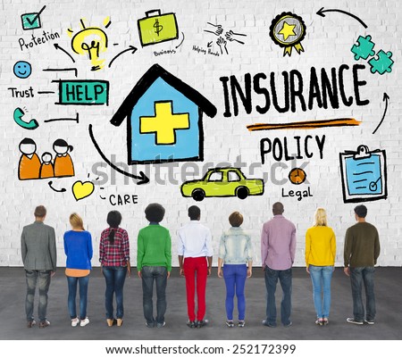 Diversity Casual People Insurance Policy Benefits Help Concept
