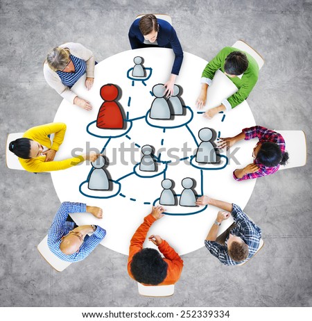 Aerial View People Connection Human Resources Meeting Concepts