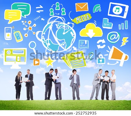 Business People Global Media Technology Discussion Concept