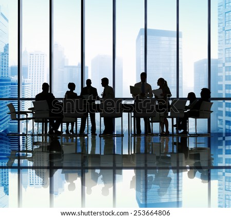 Silhouette Group of Business People Meeting Concept