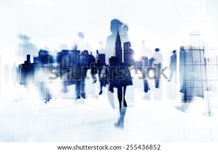 Commuter Business People Cityscape Corporate Travel Concept