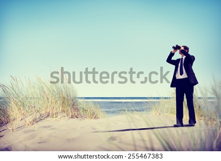 Businessman Looking Searching Opportunity Forward Vision Concept