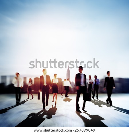 Business People Commuting Rush Hour City Life Concept