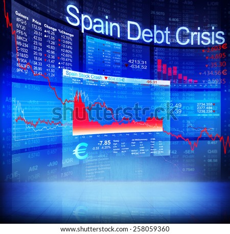 Spain Debt Crisis Economic Stock Market Banking Concept
