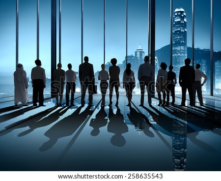 Business People Silhouette The Way Forward Vision Concept