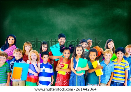 Children Cheerful Studying Education knowledge Concept