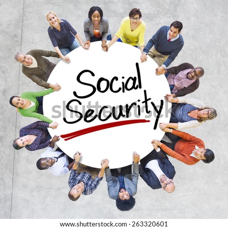 Aerial View of People and Social Security Concepts