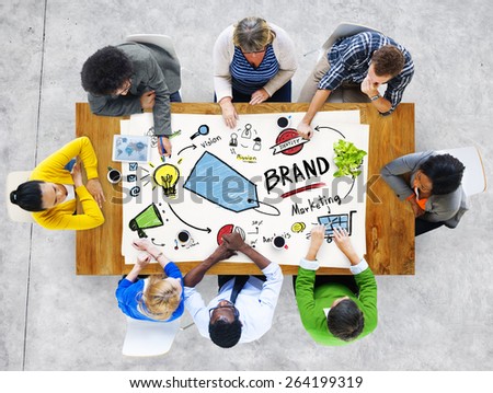 Diverse People Aerial View Meeting Marketing Brand Concept