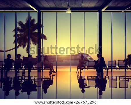 Business People Cruise Ship Travel Corporate Beach Concept