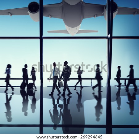 Airplane Aircraft Airport Business Travel Flight Transport Concept