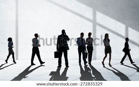 Silhouette People Global Business Cityscape Teamwork Concept