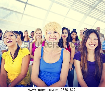 Group People Crowd Audience Casual Multicolored Laughing Concept