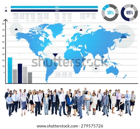 Global Business Graph Growth World Map Concept