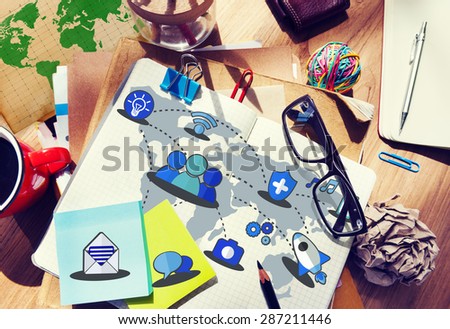 Social Network Sharing Global Communications Connection Concept