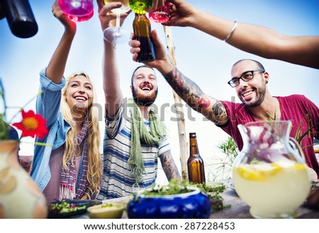 Beach Cheers Celebration Friendship Summer Fun Dinner Concept