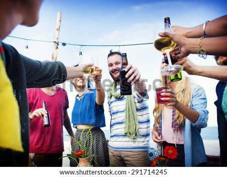 Beach Cheers Celebration Friendship Summer Fun Dinner Concept
