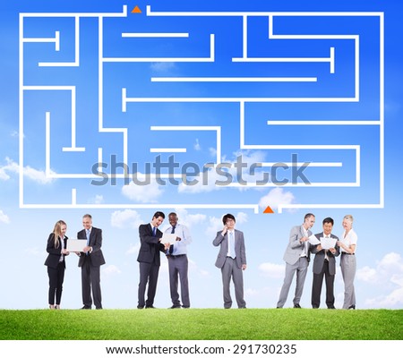 Maze Green Business Direction Plan Labyrinth Concept