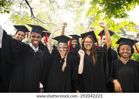 Diversity Students Graduation Success Celebration Concept