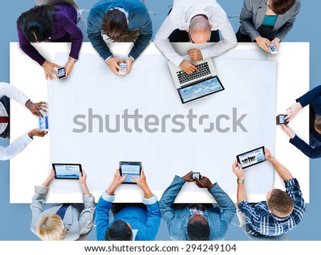 Business Meeting Brainstorm Working Digital Devices Tablets Concept