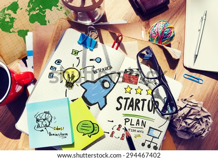 Start Up Business Launch Success Office Desk Concept