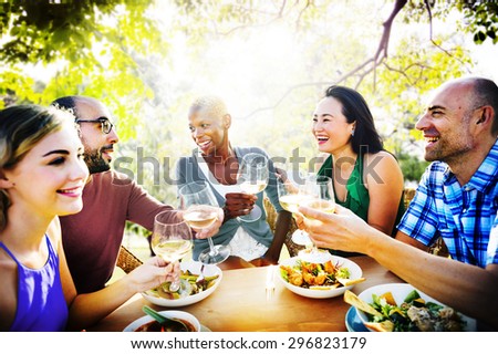 Diversity Friendship Dining Hanging out Luncheon Concept