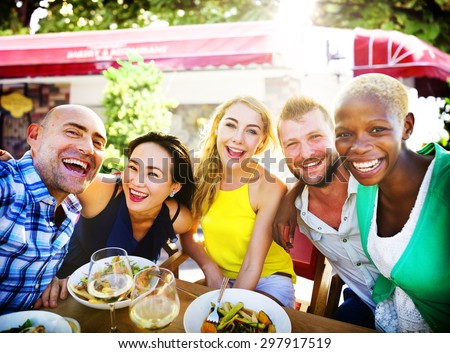 Diverse People Luncheon Outdoors Food Concept