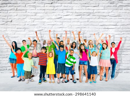 Community Togetherness Children Multiethnic Cheerful Happiness Concept