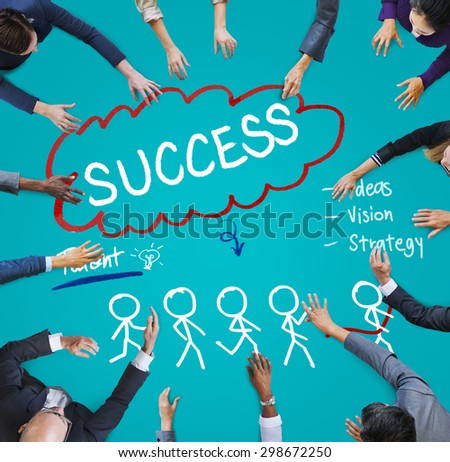 Success Thought Bubble Stick People Concept