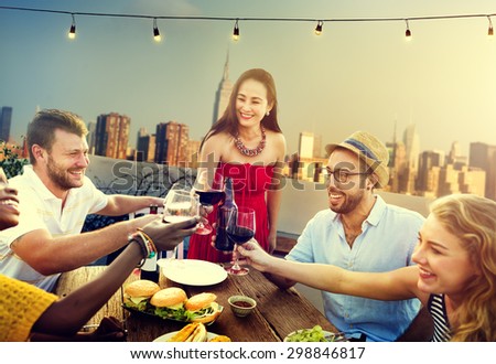 Friends Friendship Rooftop Dining People Concept