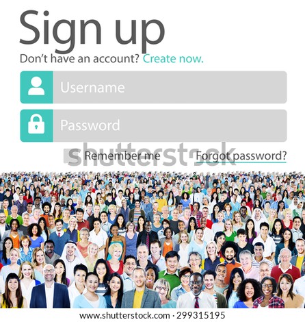 Sign Up User Name Password Log In Protection Concept
