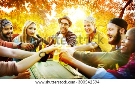 Diverse People Friends Hanging Out Happiness Concept
