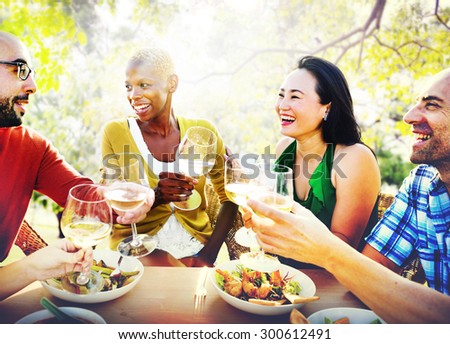 Diversity Friendship Dining Hanging out Luncheon Concept