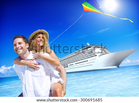 Couple Beach Bonding Romance Holiday Concept