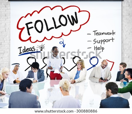 Follow Support Ideas Teamwork Social Media Concept
