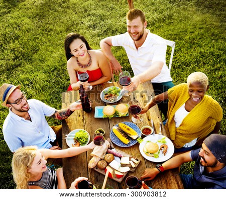 Diverse People Luncheon Food Garden Concept