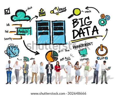 Diversity People Big Data Share Digital Devices Concept