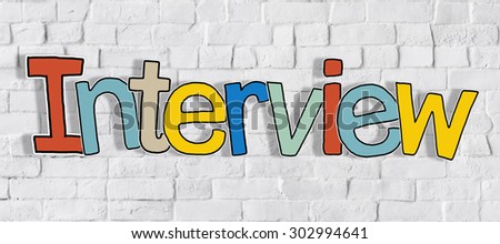Interview Brick wall Single Word Text Background Clean Concept