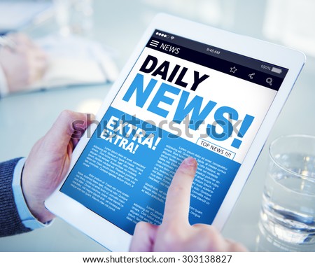 Businessman Holding Tablet Daily News Concept