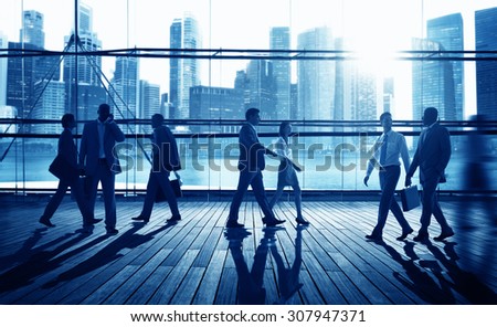 Business People Commuter Walking Corporate Concept