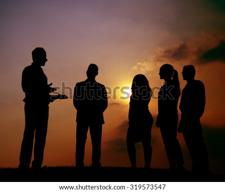 Business People Meeting Outdoors Silhouette Concept