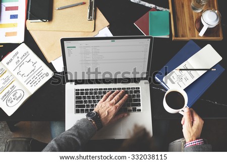 Businessman Working Email Writing Workplace Concept