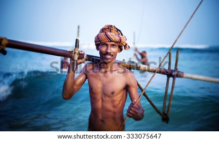 Smiling Fisherman Portrait Cultural Fishing Concept