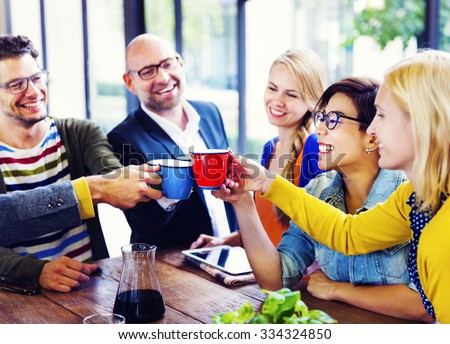 Group of People Cheers Coffee Break Concept