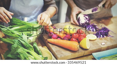 Family Cooking Kitchen Preparation Dinner Concept