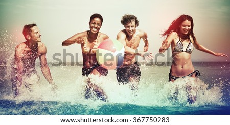 Friends Vacation Beach Carefree Relax Concept