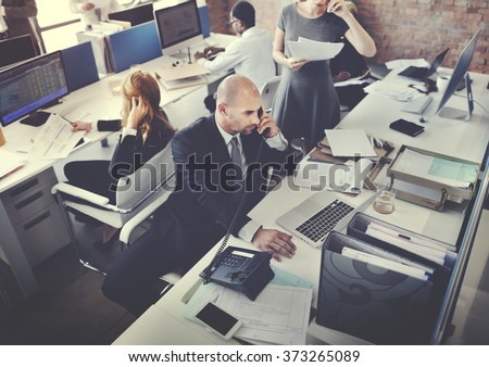 Business Team Busy Working Workplace Concept